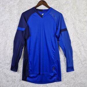 Storelli Goalkeeper Jersey Mens L Blue Long Sleeve Forearm Elbow Padding V-Neck